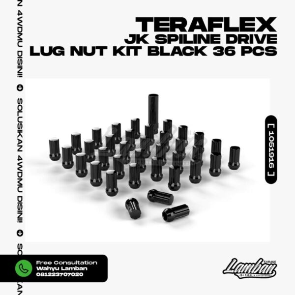 TERAFLEX JK Spline Drive Lug Nut Kit Black 36 pcs